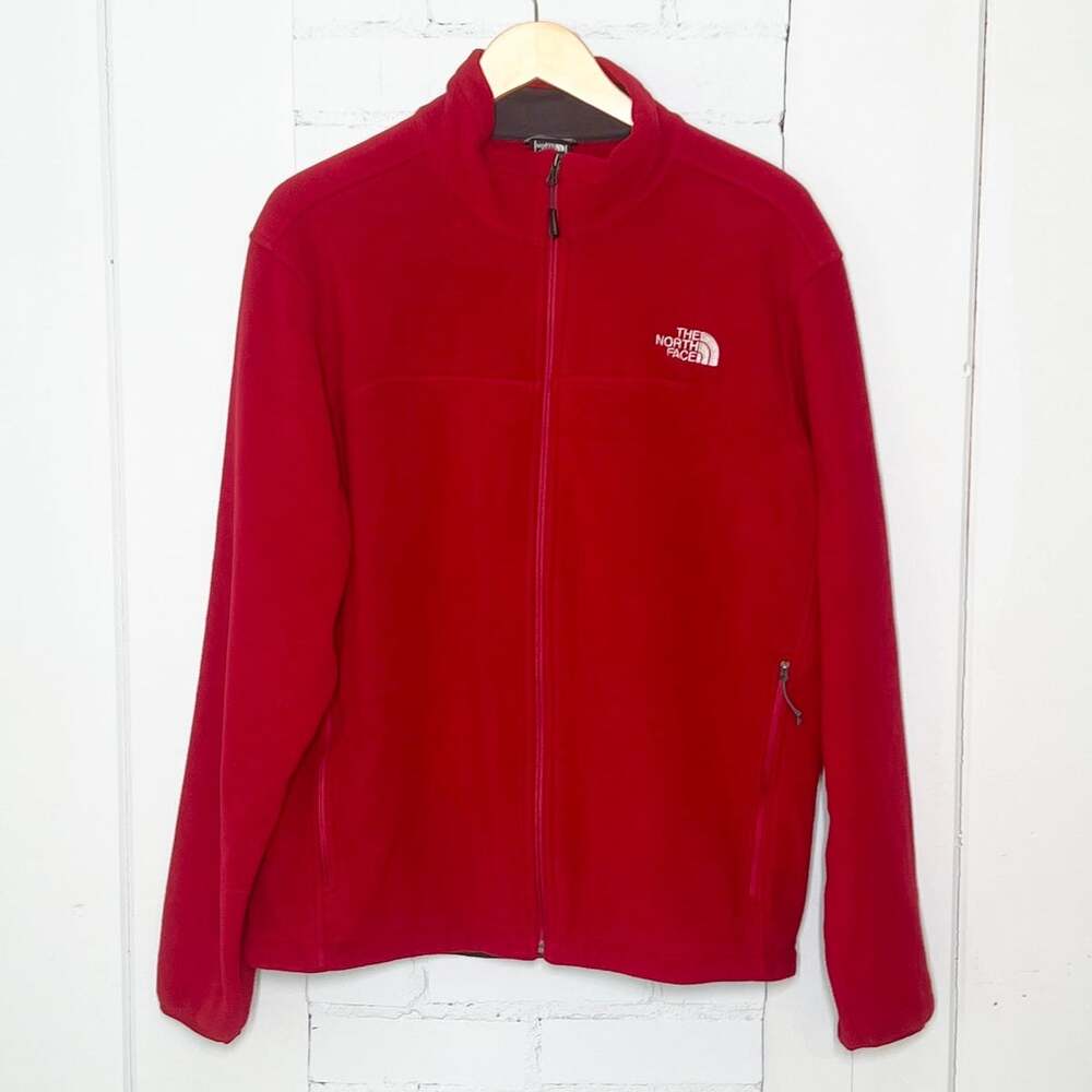 The North Face Men's WindWall 1 Fleece Jacket Red Full Zip A14U Windproof Large